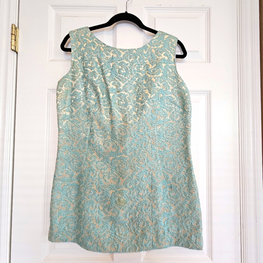 Vintage Blue and Gold Brocade Tunic